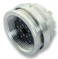 09-0132-00-12 - Circular Connector, 723 Series, Panel Mount Receptacle, 12 Contacts, Solder Socket, Brass Body - BINDER