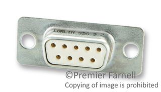 SDS9Z - D Sub Connector, DB9, Standard, Receptacle, Standard D, 9 Contacts, DE, Solder - LORLIN