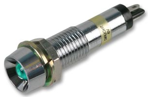 609-2212-140F - LED Panel Mount Indicator, Green, 24 VDC, 9.3 mm, 15 mA, 110 mcd, IP66 - DIALIGHT