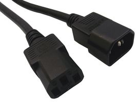 GW-151605 - Mains Power Cord, IEC 60320 C14 to IEC 60320 C13, 1 m, 10 A, 250 VAC, Black - MULTICOMP PRO