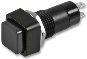 MCPS23B-2 - Pushbutton Switch, 12 mm, SPST, (On)-Off, Square Raised, Black - MULTICOMP PRO