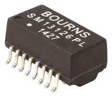 SM13126PEL - Ethernet & LAN Transformer, 10/100 Base-TX PoE, 2 Port, 1:1, 350 µH, 1.5 kV, Surface Mount - BOURNS