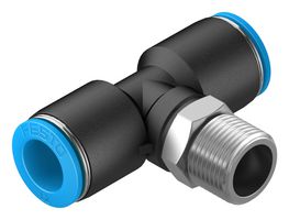 153114 - Pneumatic Fitting, Push-In T-Fitting, R3/8, 14 bar, 12 mm, PBT (Polybutylene Terephthalate), QST - FESTO