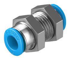 153377 - Pneumatic Fitting, Push-In Bulkhead Fitting, M12, 14 bar, 6 mm, Brass, QSMS - FESTO