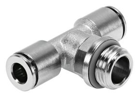 NPQH-T-G38-Q10-P10 - Pneumatic Fitting, Push-In T-Fitting, G3/8, 20 bar, 10 mm, Brass, NPQH - FESTO