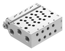 VABM-L1-10W-G18-3 - Manifold Rail, 3 Outlet, G1/8, M5, VABM Series, VUVG-B10 Solenoid/B10 M5 Sub-Base Valves - FESTO