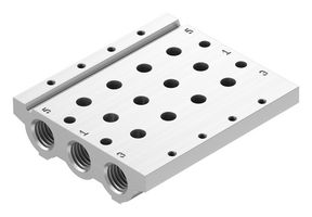 VABM-L1-14S-G14-4 - Manifold Rail, 4 Outlet, G1/4, VABM Series, VUVG-S14 Solenoid/G1/8 In-Line Valves - FESTO
