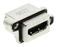 MHDRA511M0 - HDMI Connector, 19 Contacts, Receptacle, Panel Mount, Through Hole Vertical, Gold Plated Contacts - AMPHENOL COMMUNICATIONS SOLUTIONS