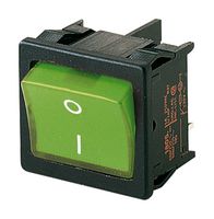 1805.6108 - Rocker Switch, On-Off, DPST, Illuminated, Panel Mount, Green, 1800 Series - MARQUARDT
