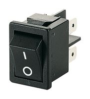 1858.0103 - Rocker Switch, On-Off, DPST, Non Illuminated, Panel Mount, Black, 1858 Series - MARQUARDT