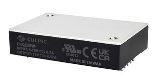 PRQE50W-E12-S15-D - Isolated Through Hole DC/DC Converter, ITE & Railway, 50 W, 1 Output, 15 V, 3.33 A - CUI