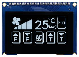 MDOB128064T1D-WPC - Graphic OLED, 128 x 64, White on Black, 3V, Parallel, 75mm x 52.7mm, -40 °C - MIDAS