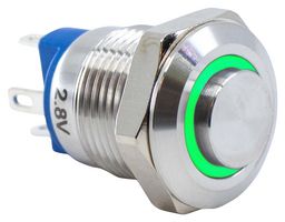 PV0H240SS-331 - Vandal Resistant Switch, PV0 Series, 12 mm, SPST-NO DM, Off-(On), Round Raised, Natural - E-SWITCH