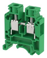 KUT10N / GREEN - DIN Rail Mount Terminal Block, Feed Thru, 2 Ways, 16 AWG, 6 AWG, 10 mm², Screw, 63 A - ELKAY