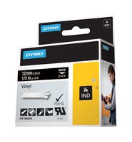 1805435 Vinyl Tape, Adhesive, White On Black Dymo