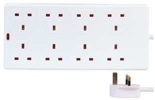 PEL01378 Power Strip, 8 Outlet, 13a, 250V, 1m Pro Elec
