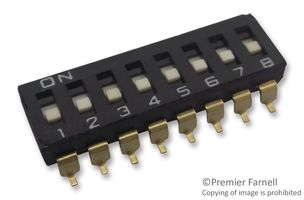 A6S8101H Switch, Dip, 8 Way, Unsealed Omron