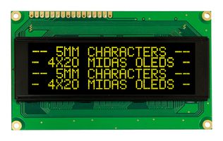MCOB42005A1V-EYP Oled Display, 20X4, Parallel, 5.3V Midas