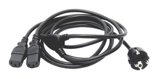 GW-151737 Power Cord, CEE7/7 Plug-2x IEC C13, 2.5m multicomp Pro