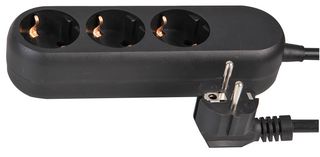 PEL01288 Extension Lead Schuko 3 Gang 2m Black Pro Elec