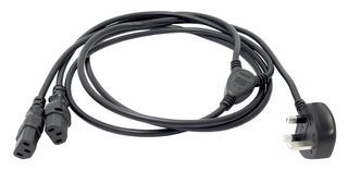 GW-151736 Power Cord, Uk Plug-2x IEC C13, 2.5m multicomp Pro