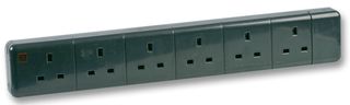 95668B Extension Socket 6 Gang Black Pro Elec