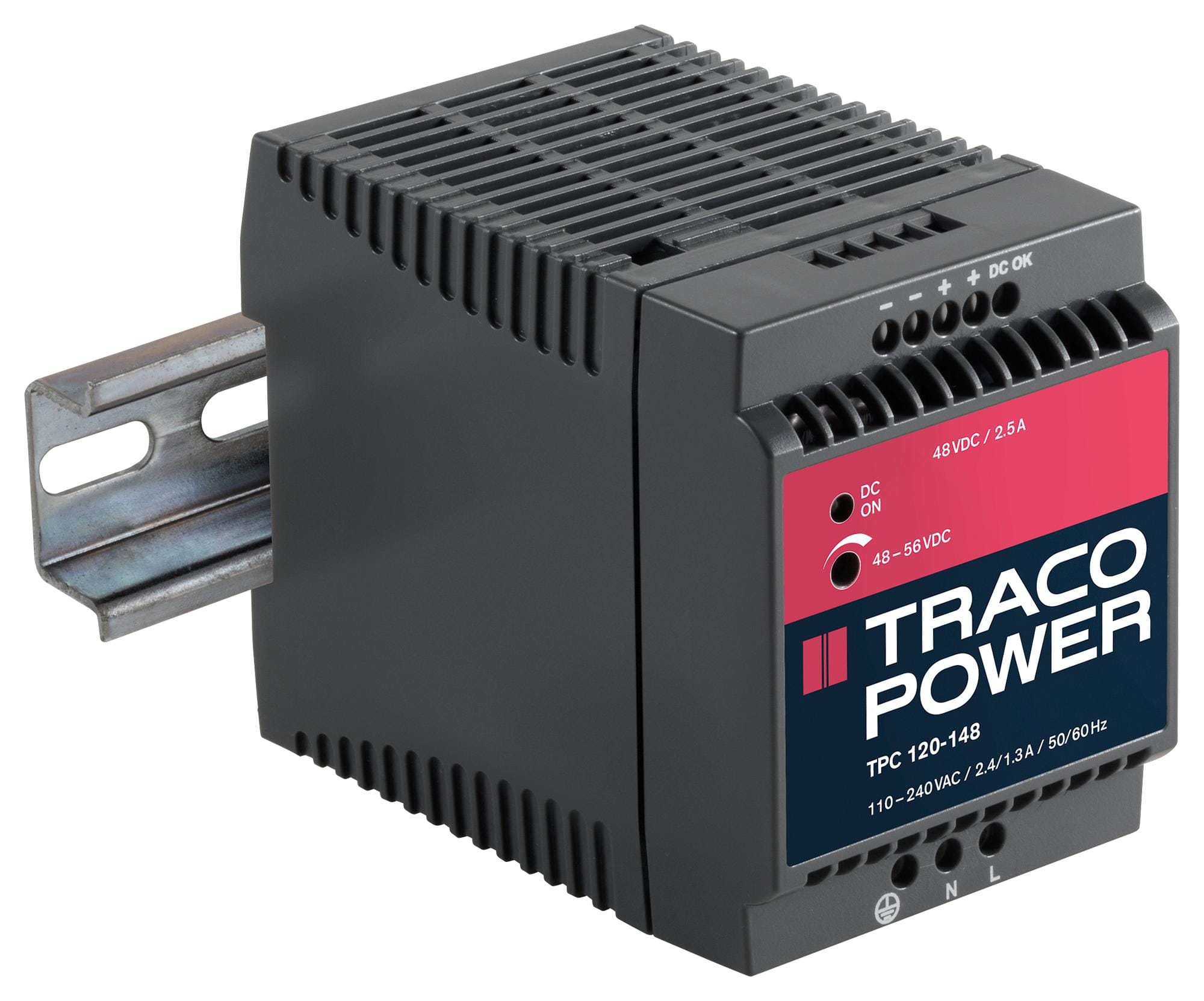 TRACO POWER DIN Rail Mount TPC 120-148 POWER SUPPLY, AC/DC, 2.5A, 48V, 120W TRACO POWER 2322155 TPC 120-148
