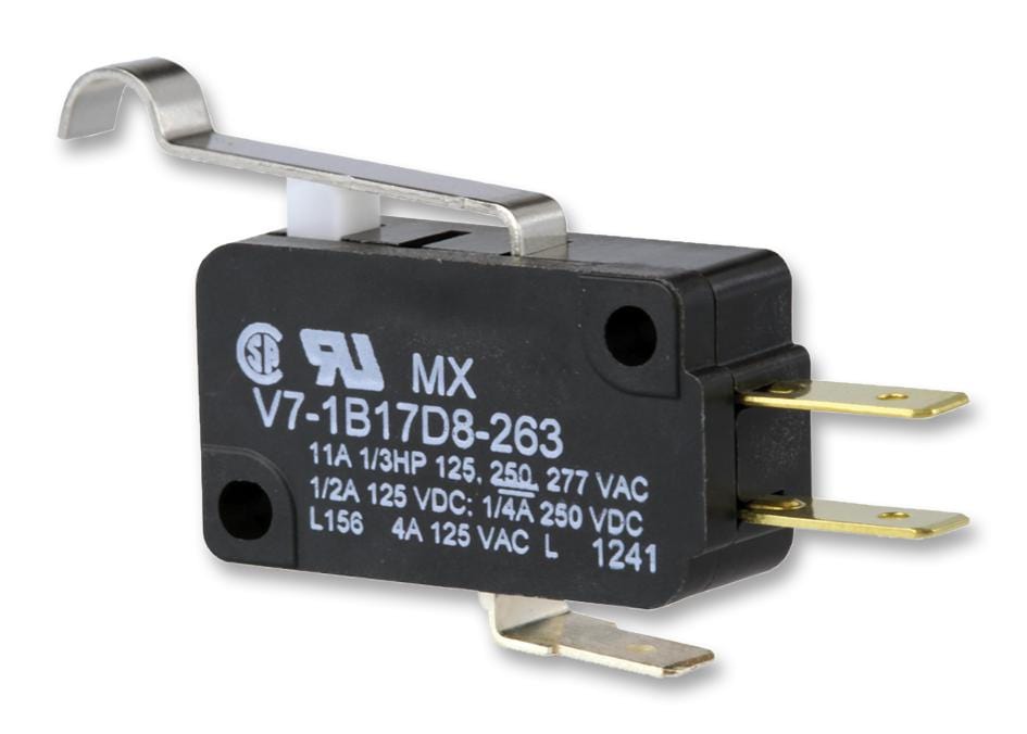 HONEYWELL Microswitch V7-1B17D8263 MICROSWITCH, ROL LEVER, SPDT, 11A, 250V HONEYWELL 2431647 V7-1B17D8263