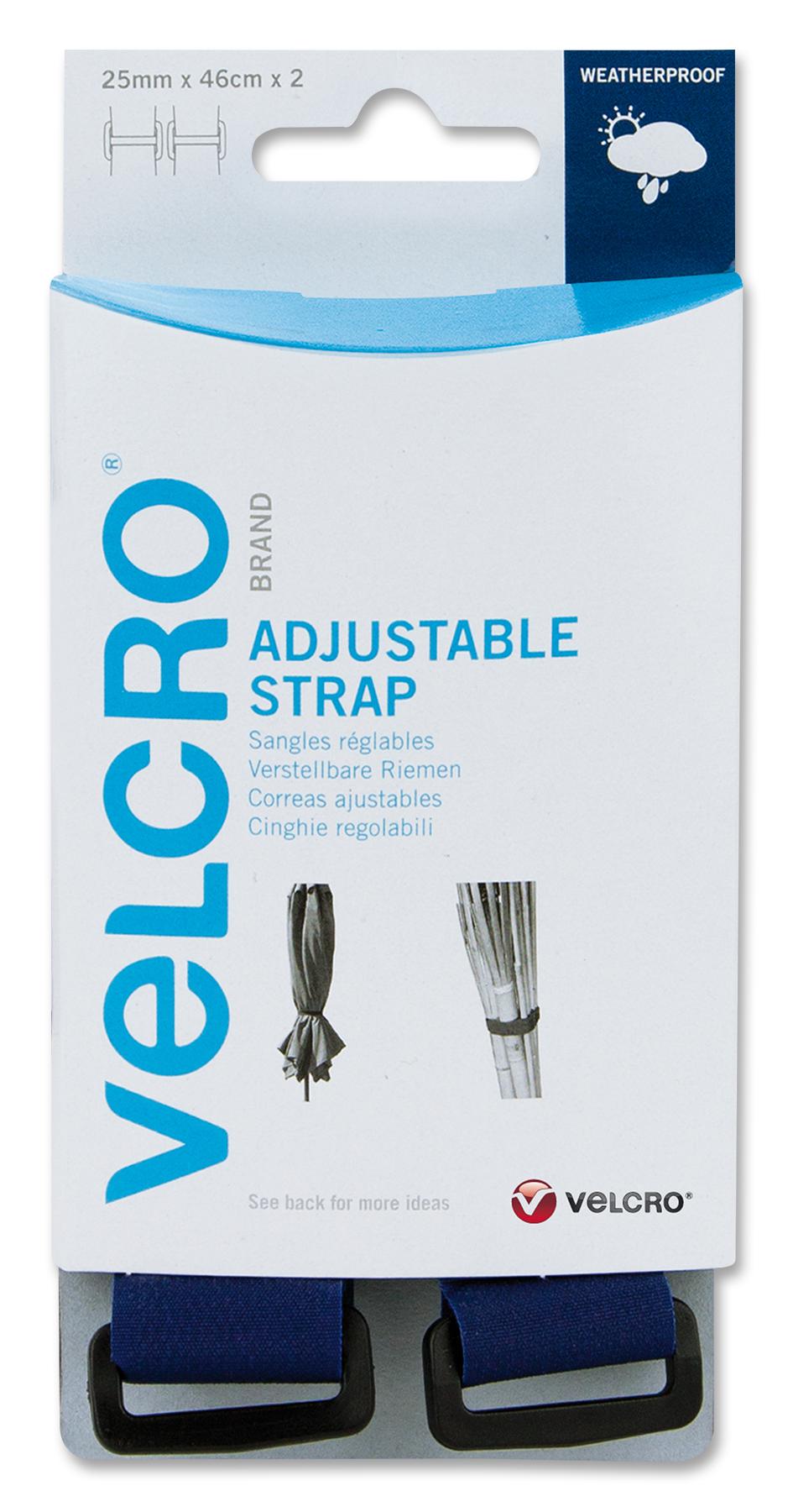 VELCRO Hook and Loop Fasteners VEL-EC60328 ADJUSTABLE STRAP, BLUE, 25MM, PK2 VELCRO 2401014 VEL-EC60328