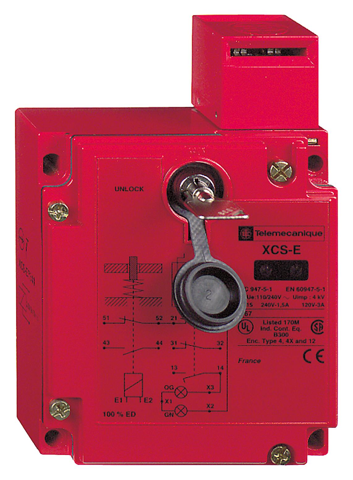 TELEMECANIQUE SENSORS Safety interlock XCSE8312 SAFETY SWITCH, 3PST-NC, 3A, 120V, SCREW TELEMECANIQUE SENSORS 3130619 XCSE8312